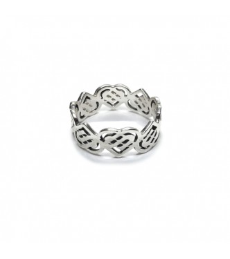 R002222 Handmade Sterling Silver Ring Celtic Hearts Band Genuine Solid Stamped 925